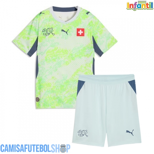 Camisa de time de futebol Suíça Replicas 2º Equipamento Infantil Mundo 2026 Manga Curta (+ Calças curtas)
